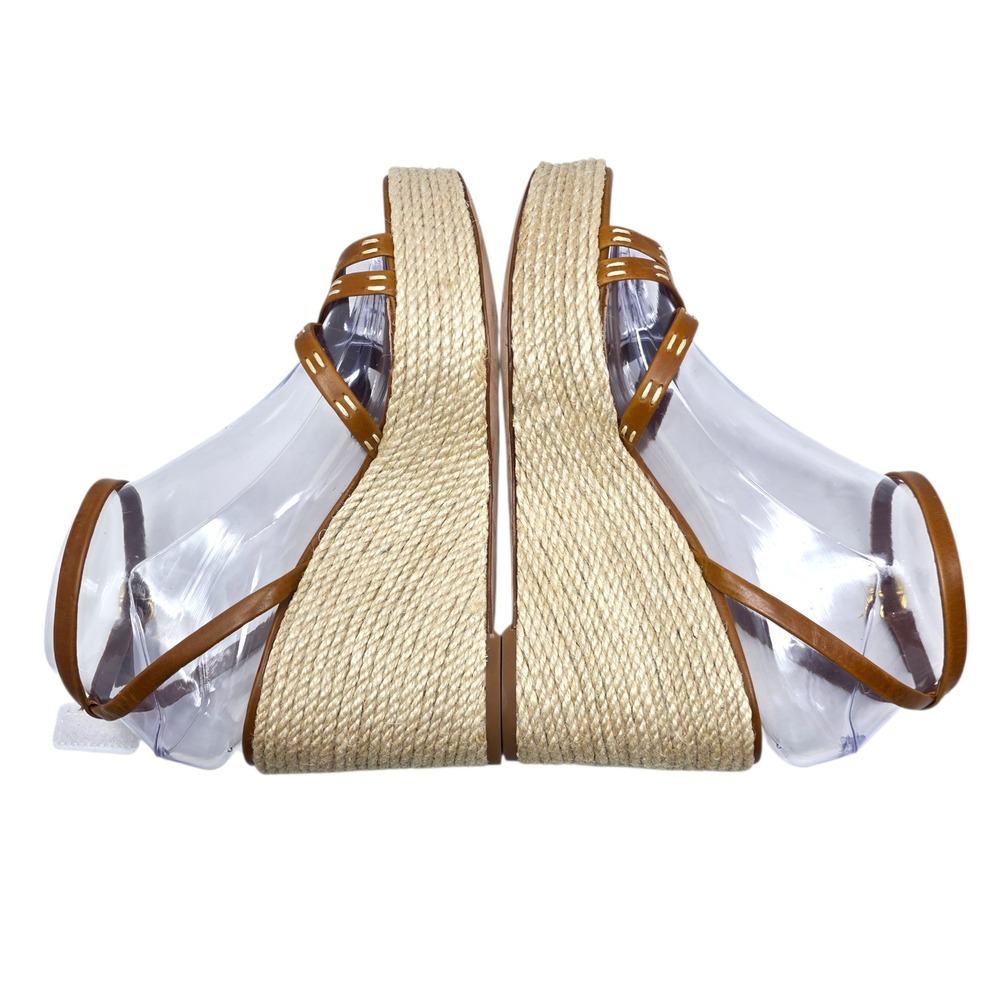 Veronica Beard Philene Platform Wedge Sandals Tan Leather Espadrille 7.5M $375 - Picture 8 of 11